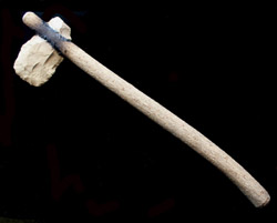 Paleo-Indian (Early Man) Axe with wooden shaft handle, c. 10,000 BC Sold!